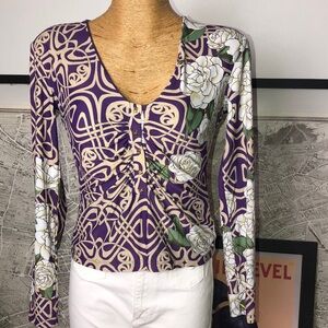 Roberto cavalli Floral Patterned Long Sleeve Top Size M